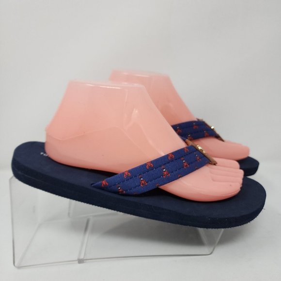 Tommy Hilfiger Sandals Womens 10 Navy Blue Ceviche Lobster Flip Flops Logo - Picture 3 of 7